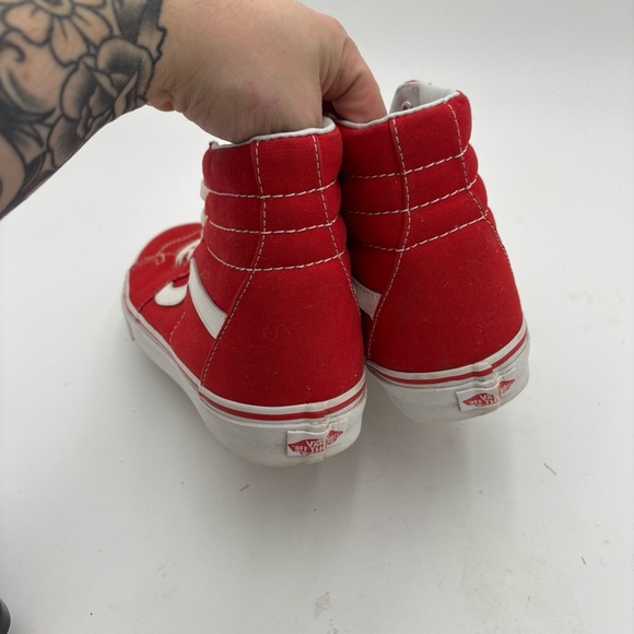 Vans Men’s 10 Red White SK8 Hi Skateboarding High Top Lace Up Sneakers - Picture 3 of 8
